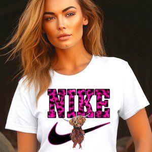 Nike Highland Cow Pink Leopard T Shirt